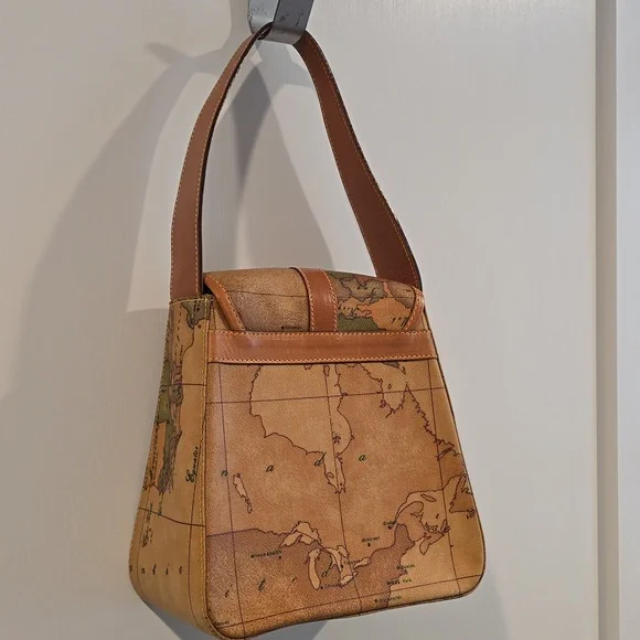 Alviero Martini| 1 Classe |Leather Vintage Map Print Purse | Limited Style - Picture 6 of 14